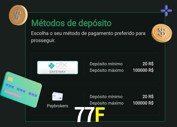 O cassino 77F oferece uma grande variedade de métodos de pagamento